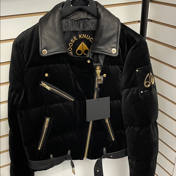 Moose Knuckles Black Puffer with Gold Accents - Picture 2 of 7